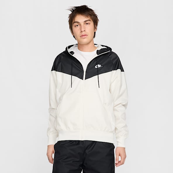 Nike mens black and white windbreaker deals